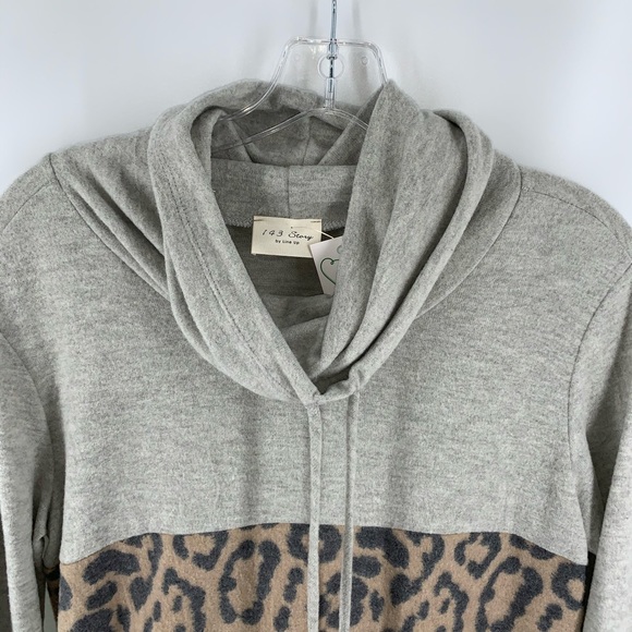 New Boutique Leopard and Gray Tunic with Pockets - Picture 2 of 4